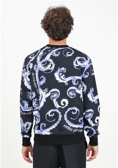 Black men's crewneck sweatshirt with Barocco motifs VERSACE JEANS COUTURE | 77GAI3R0FS161QY9